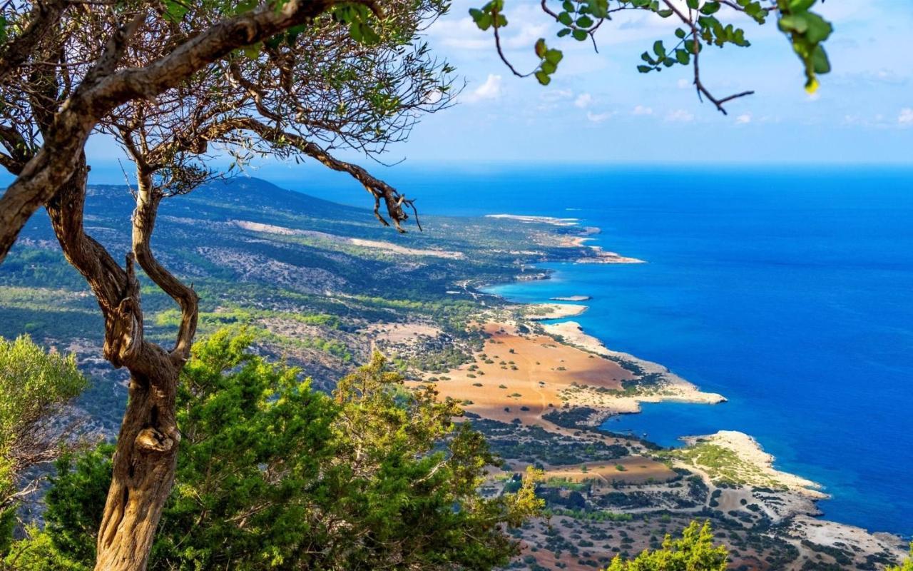 King Evelthon Beach Hotel & Resort Klorakas Екстериор снимка View of the bay of Akamas